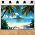 Hoge resolutie tropisch strand eiland fotografie achtergrond voor zomer vakantie feest decor - Eilandstijl (SBJ-005) / 95x75cm