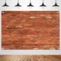 Toile de fond vintage mur de briques rouges pour décoration de fête intérieur et extérieur - Style de Mur de Briques Rouges Rétro (SBJ-0012) / 95x75cm