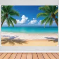 Hoogwaardige tropische eiland strand fotografie achtergrond voor zomer vakantiefeesten - Eilandstijl (SBJ-007) / 95x75cm / Kleurrijk