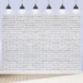 Toile de fond rétro pour photographie avec motif mur de briques blanches décor - Texture de Mur de Briques Blanches (SBJ-0014) / 95x75cm