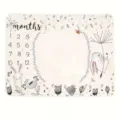Cute hand-drawn bunny milestone baby blanket for tracking monthly growth and memories - Line Rabbit (SMT-001) / 91x102cm