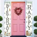 Waldtiere Happy Birthday Türbanner für Kindergeburtstagsdekoration - 30x180cm / Gebrochenes Weiß