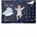 Elephant and stars baby milestone blanket for monthly photography growth tracker - Starry Night Elephant (SMT-003) / 91x102cm (Peach Skin)