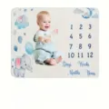 Soft elephant themed baby milestone blanket for monthly growth memorial photography - Blue Balloon Elephant (SMT-004) / 91x102cm (Peach Skin)