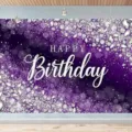 Elegant purple birthday photography backdrop with glitter diamonds and Happy Birthday text - SBJ-002 / 95x75cm