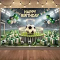 Soccer football theme happy birthday party photography backdrop for children decoration - Soccer Theme Style (SBJ-003) / 95x75cm