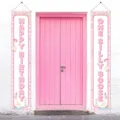 Pink silly goose themed 1st birthday party porch banners for festive outdoor decoration - One Silly Goose Pink Gingham (SDL-003) / 30x180cm