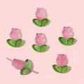 Jelly pink gradient glass tulip flower beads for DIY jewelry making accessories - Rose Red