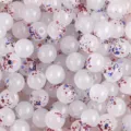 White glass beads with red and blue splatter pattern for DIY jewelry making - 8mm 50 Counts / Color 3