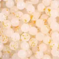 Translucent white jelly round glass beads with yellow splatter pattern for DIY jewelry crafts - 8mm 50 Counts / Color 4