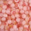 Bicolor pink and peach jelly glass round beads with bubbles for DIY jewelry making - 8mm 50 Counts / Color 6