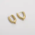 Minimalist gold French U-shaped oval earring hoops for DIY jewelry making accessories - Hanging Hook Style (12x19mm) / Thickness 3mm