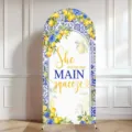 Lemon arch backdrop cover with blue floral tiles for wedding party decor - Letter Lemon Print (SGX-004) / 50X120CM
