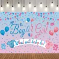 Fotografie achtergrond voor gender reveal feest met roze en blauw Boy or Girl design - SBJ-003 / 95x75cm