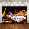 Sfondo fotografico città notturna Las Vegas per grandi decorazioni di feste a tema - Tema Las Vegas (SBJ-003) / 95x75cm