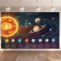 Fotohintergrund zum Thema Sonnensystem für Partydekorationen im Innen- und Außenbereich - Sonnensystem-Thema (SBJ-004) / 95x75cm / Blau
