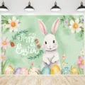 Aquarell-Osterhase und florale Eier Fotohintergrund für festliche Party-Dekoration - Osterhase und Ei Aquarell-Stil (SBJ-005)