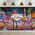 Sfondo fotografico skyline notturno Las Vegas per decorazioni di feste - Stile scena notturna di Las Vegas (SBJ-005)