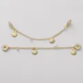 Gold plated safety chain with shell charms and cubic zirconia for DIY jewelry making. - Style 2 Shell (14K Gold Plated)