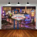 Sfondo fotografico professionale con l'iconica scena notturna e il cartello di Las Vegas - Vista notturna di Las Vegas (SBJ-0012)