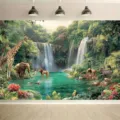 Rainforest wild animals photography backdrop for jungle themed party decorations - Rainforest Animals (SBJ-0010)