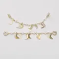 Vergoldete Silber-Sicherheitskette für Armbänder mit Zirkon- und Mondanhängern - Stil 6 Mond Künstliche Perle (14K Vergoldet)