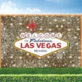 Sfondo per feste a tema Las Vegas con motivo a paillettes dorate per foto ricordo - SBJ-0011(017)