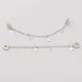 Silberne Sicherheitskette mit Sternen und Zirkonia für DIY-Armbänder Schmuck - Stil 3 Stern (Dick Versilbert)