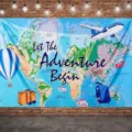 Let The Adventure Begin world map travel theme photography backdrop for party decoration - Travel Adventure Theme (SBJ-007) / 95x75cm