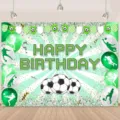 Soccer themed birthday photography backdrop with green balloons and glitter decorations - Green White Balloons Soccer Backdrop (SBJ-006) / 95x75cm
