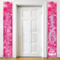 Bannières de fête d'anniversaire Sweet 16 roses avec motifs de gâteau et de boîte cadeau - Rose Vif Style Gâteau Sweet 16 (SDL-0010) / 30x180cm