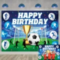 Football theme happy birthday party backdrop for kids sports photography decoration - Soccer Theme (SBJ-0010) / 95x75cm