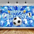 Blue soccer theme happy birthday photography backdrop for kids boy football party decor - Blue Soccer Theme (SBJ-0011) / 95x75cm