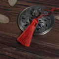 Handmade red silky tassel with hanging cord for DIY bookmarks and traditional fan pendants - 1 Piece / Red