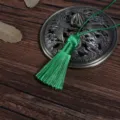 Handmade bright green silk tassel with loop cord for bookmarks and fan pendants - 1 Piece / Green