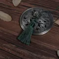 Vintage dark green silk tassel pendant with antique bronze bead for DIY handmade crafts. - 1 Piece / Dark Green