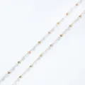 Chaîne à bijoux plaquée or 18 carats avec perles pour la fabrication de colliers DIY - Perle Blanche avec Perles Laser et Blanches / 3.2mm/50cm/Pièce