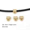 Detail view of gold CCB slider beads featuring 6mm hole and 9mm diameter specifications - Threaded Bail / 9x12mm (6mm Hole) 50 Pieces/Pack / Gold