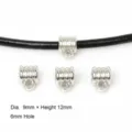 Macro detail of silver plastic CCB tube bail clasp with 6mm hole for DIY jewelry making - Threaded Bail / 9x12mm (6mm Hole) 50 Pieces/Pack / White Gold