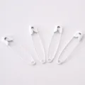 Four white-painted iron safety pins for DIY clothing and hangtag accessories. - Approx. 20 Pieces (7x30mm) / White