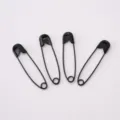 Set of four matte black iron safety pins for clothing tags and DIY craft projects. - Approx. 20 Pieces (7x30mm) / Black