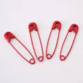 Set of four vibrant red painted iron safety pins for DIY crafts and clothing tags. - Approx. 20 Pieces (7x30mm) / Red