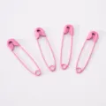 Set of four durable iron safety pins with vibrant pink painted finish for DIY handmade crafts - Deep Pink