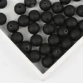Matte schwarze Kunststoffperlen für die DIY-Schmuckherstellung von Halsketten und Armbändern - Rund 14mm (20 Stück pro Packung) / Schwarz