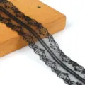 Elegant 40mm black floral lace trim ribbon for DIY sewing crafts and clothing accessories - 9# Black / 宽度40mm 10码/包