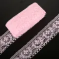 Pink 40mm non-elastic lace ribbon trim for DIY handmade clothing accessories - 3# Pink / 宽度40mm 10码/包