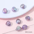 Iridescent baroque heart-shaped acrylic beads with 9x11mm pearlescent finish for DIY jewelry - 2 Pieces (9x11mm) / Irregular Star Fruit Mineral Color (BSG047)