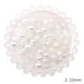Mischung aus weißen Glasperlen und Perlenimitationen für DIY-Schmuck, 2-10 mm Set. - 30g Packung / Weiße Serie