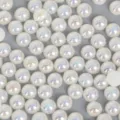 Perles d'imitation ABS blanches nacrées à dos plat pour la création d'accessoires de coiffure - 8mm (300 Pièces/Paquet) / Beige