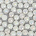 Perles d'imitation ABS demi-rondes irisées blanches à dos plat pour DIY bijoux - 12MM (100 Pièces/Paquet) / Beige